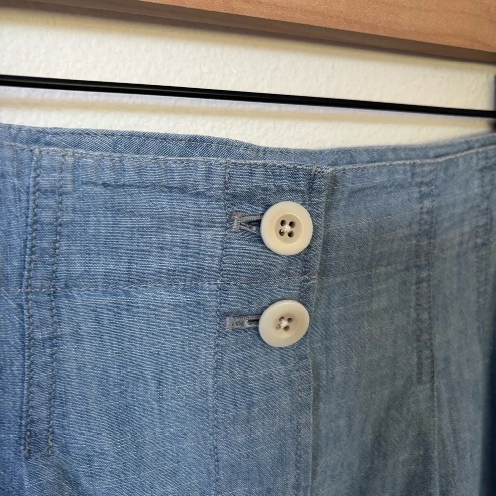 Madewell Midi Skirt Button Front Chic Patio Pockets Cotton Chambray Blue Size 10 - Picture 6 of 12